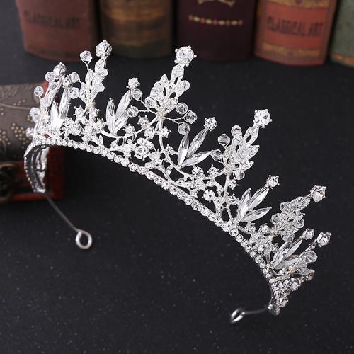 新款生日婚庆头饰王冠 镶水晶串珠欧美新娘手工皇冠 婚礼配饰发箍
