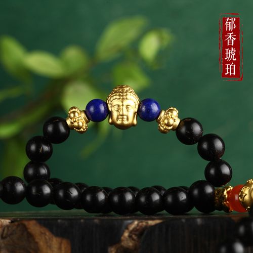 [郁香琥珀] 串配件配饰 黄金隔珠转运珠佛珠手链 佛头 足金两面佛 999