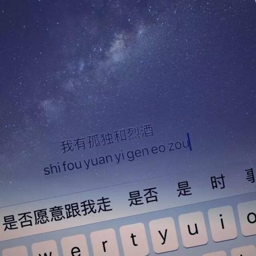 我有孤独和酒 星空文字背景图键盘
