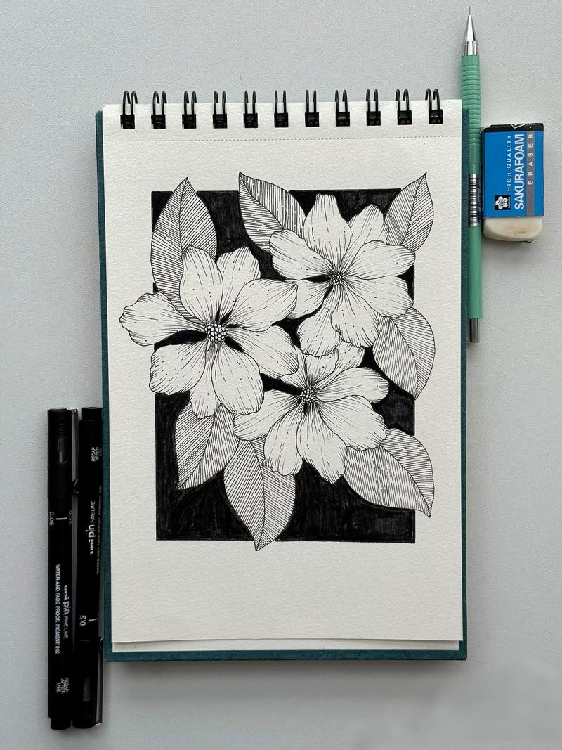 22/100线条花卉.把烦心事都丢掉腾出地方装满鲜花#钢