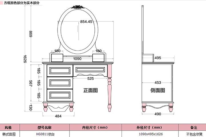 梳妆台的尺寸设计介绍