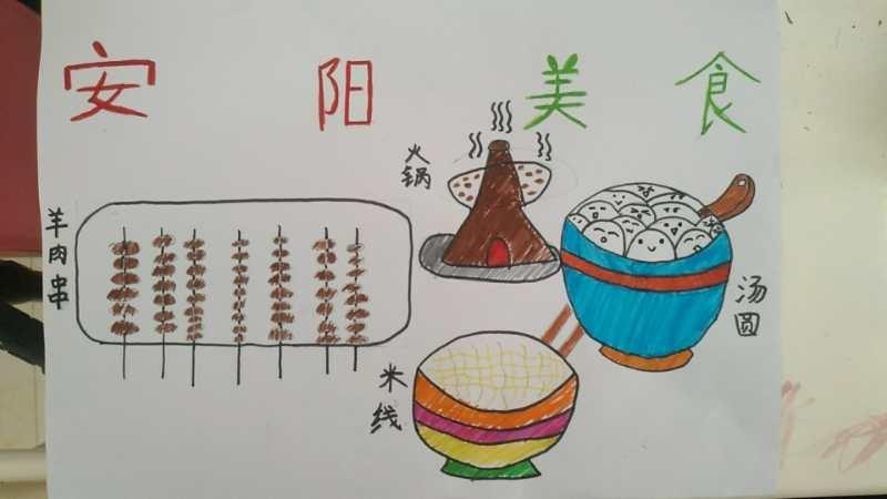 一课,课下许老师布置了作业,要求就家乡的美食做一张手抄报
