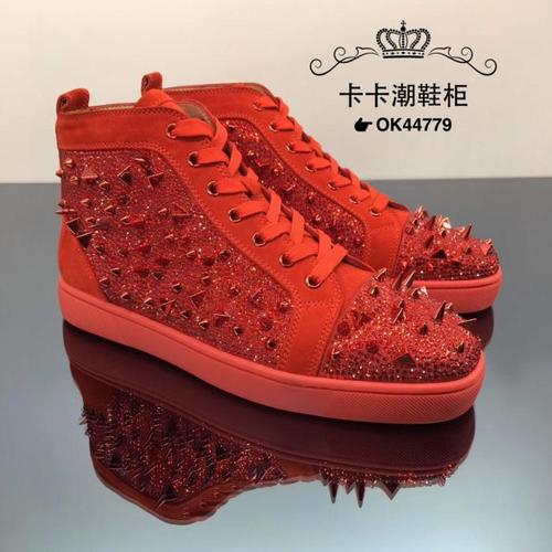 2021gzcl高帮红色海参男鞋满钻红底鞋运动休闲明星