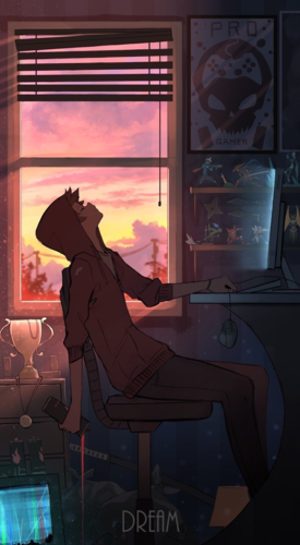 手机壁纸|二次元孤独の一个人 by:b站盐泽 2020年11月