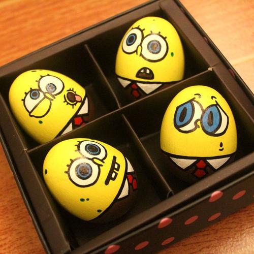 diy手绘石海绵宝宝鸡蛋画可爱创意情人节生日礼物送