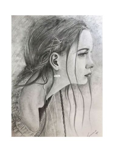 『素描2』侧脸_素描_侧脸_铅笔_文化_绘画