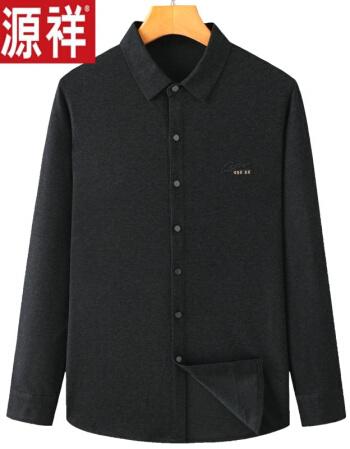 恒源祥品牌高端男装中年男士纯棉长袖衬衫爸爸秋装休闲磨毛衬衫中老年