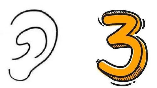 小时候,老师就教我们 "3像耳朵听声音"
