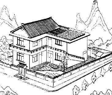 立体房子简笔画素描