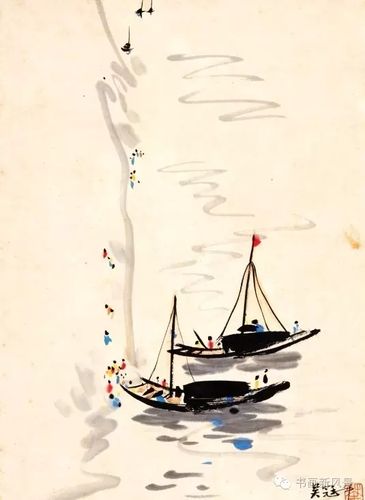 这一切落入画家的眼中,便成了足以入画的视觉之美,一弯小船