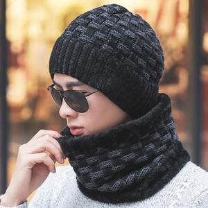 帽子男冬天韩版潮青年保暖针织帽护耳围脖秋冬季骑车男士毛线帽