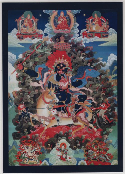 佛陀画像结缘密宗护法吉祥天母唐卡挂画图a3相纸双面塑封004