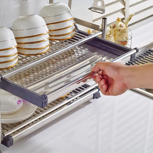 [金沐厨房一站购] 不锈钢厨房凉置收放碗盘架滤碗架挂墙用品厨房挂件