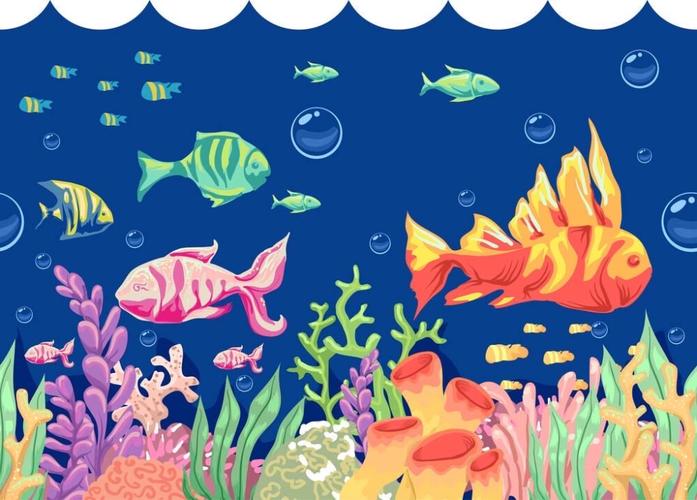 人与海洋生物动物植物昆虫插画素材