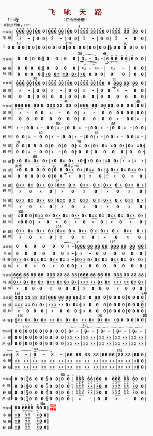 飞驰天路(总谱,分谱26页) 简谱