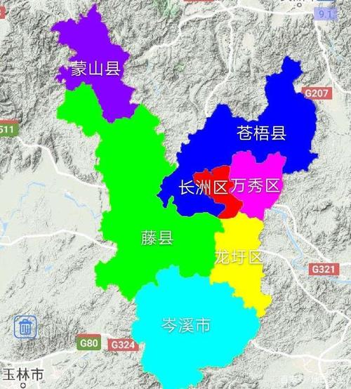 梧州市行政区划地图藤县位置图