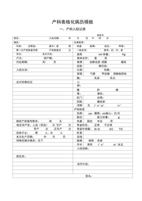 产科顺产表格化病历模板.docx