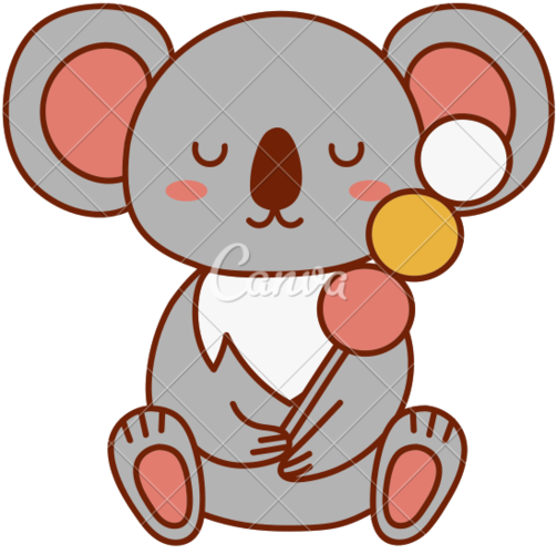 可爱卖萌动物勾边漫画贴纸插画元素考拉