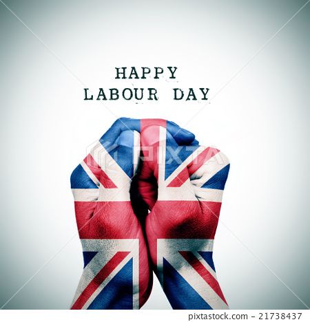 图库照片: flag of uk and the text happy labour day