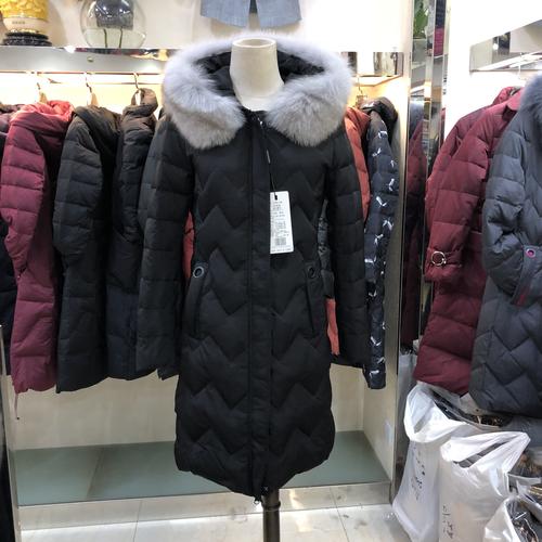 雪国天娇gy5808111 冬季新款2019时尚连帽狐毛帽边中长保暖羽绒服