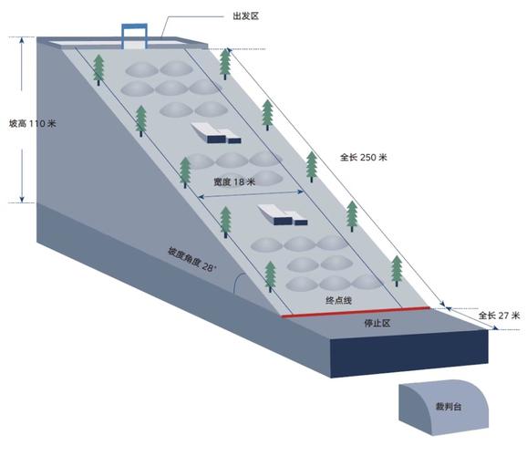 场地冬奥会自由式滑雪比赛共设男女空中技巧,男女雪上技巧,男女u型池