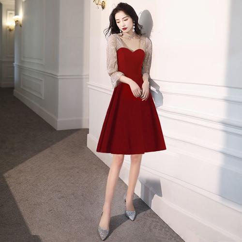 黑色小晚礼服女2021新款平时可穿宴会气质长款生日洋装连衣裙珊诗丽