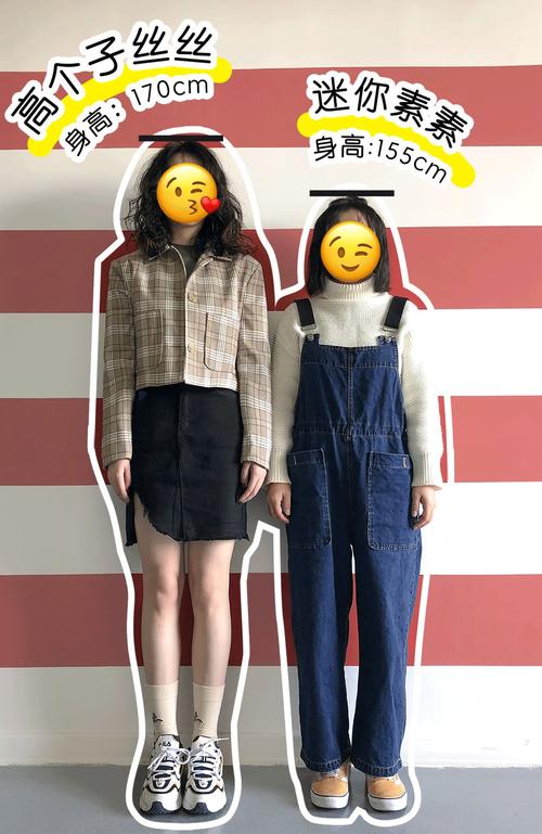 高个子与小个子女孩的穿搭效果区别   (咱们的身高差距在15cm