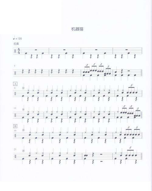 机器猫架子鼓谱高清免费下载附mp3音频文件及伴奏