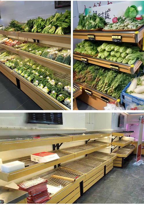 生鲜超市蔬菜货架 定制钱大妈款水果店果蔬钢木质展示架 厂家批发