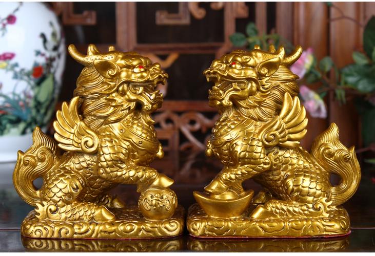 吉善缘 树脂开光招财镇宅财福麒麟摆件 家居工艺礼品摆设精选图片_19