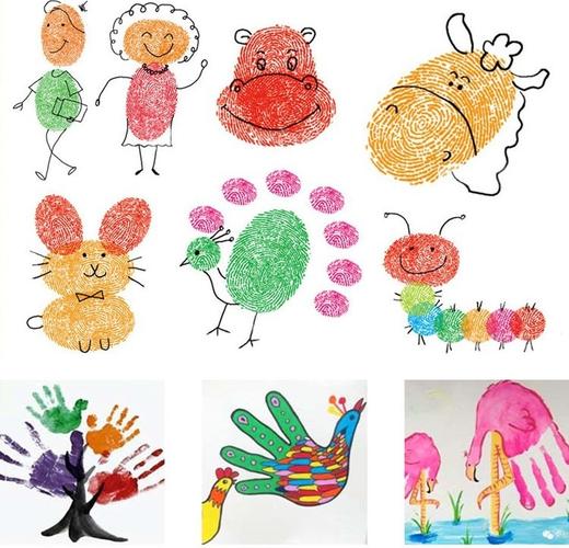 幽云水儿童手指画印泥印台幼儿园绘画涂鸦手掌印泥画颜料可水洗手掌印