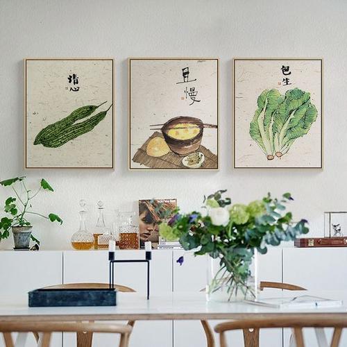 仟象映画 新中式餐厅装饰画 现代简约饭厅厨房挂画果蔬壁画李知弥