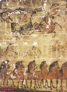 1975年冬,殷墟小屯曾发现建筑壁画残块,以红,白两色在白灰墙表上绘出