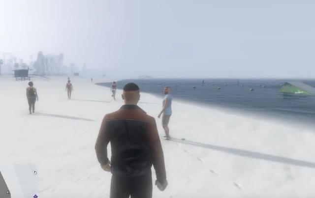 《gta5》大下雪天后,会有人穿着泳衣在沙滩上晒太阳吗?细节!
