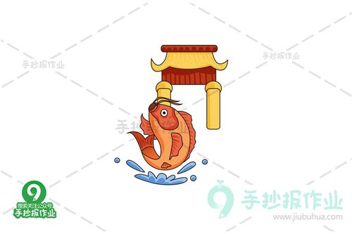 鲤鱼跃龙门简笔画