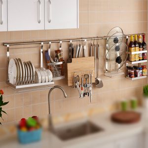 厨房置物架壁挂杆菜板挂件墙上碗筷碟沥水架刀具调味料用品收纳架