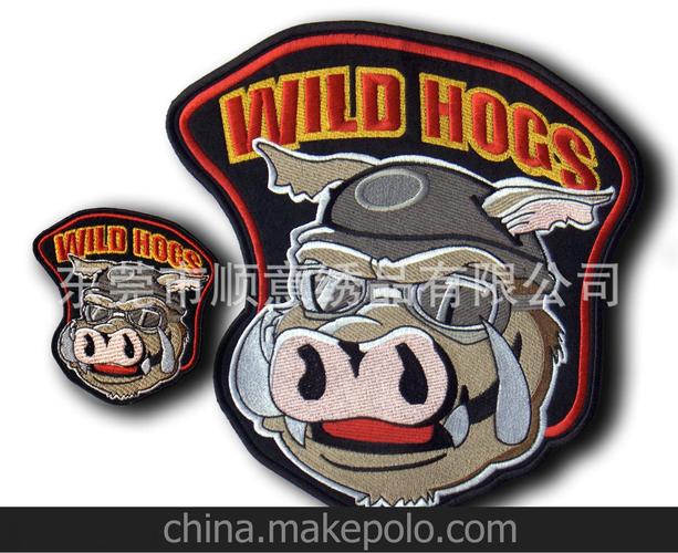 可爱的猪头布贴 电脑刺绣 徽章绣 服装绣(欢迎来样定做)