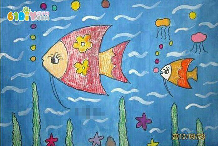 儿童画海底世界图片-五彩缤纷的海洋