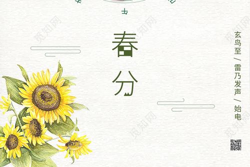 白色清新简约花鸟24节气二十四节气春分海报