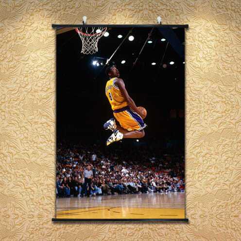 科比经典扣篮动作艺术装饰画篮球巨星挂墙卷轴画海报