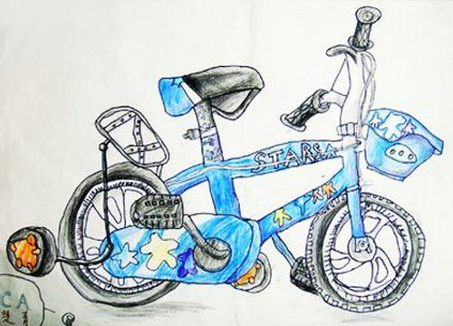 自行车写生/少儿绘画作品/儿童画/网络美术馆_中国