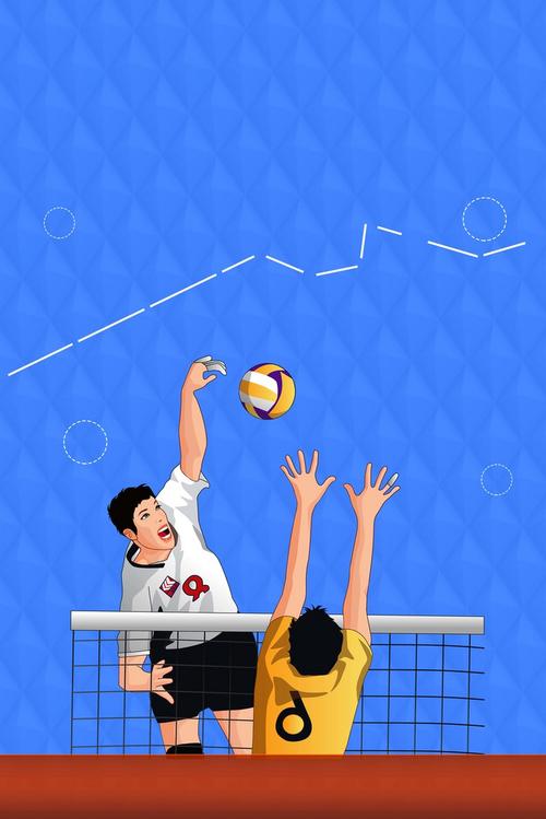卡通排球联赛运动海报psd分层海报背景