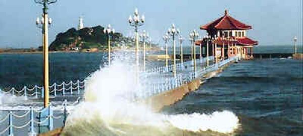 青岛栈桥简笔画黑白