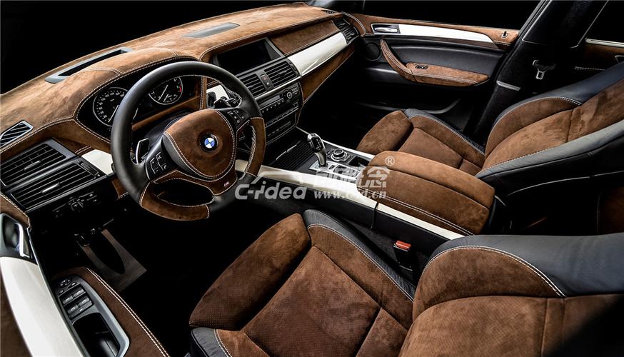 宝马x5咖啡色内饰翻毛皮改装,舒适车生活