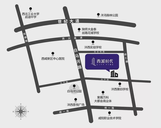将视线缩小,中国铁建·西派时代所在的位置尤为优渥, 东侧为沣河