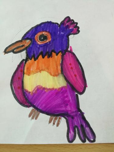 二年级学生画的鸟