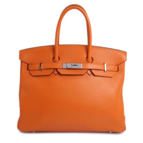 [9.5新]爱马仕hermes birkin35*橘色牛皮手提包 女士手提包