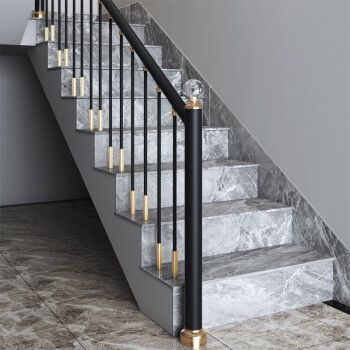 领睿 家用楼梯护栏别墅阁楼loft楼梯栏杆现代简约轻奢扶手定制 图片款