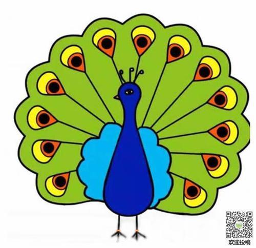 孔雀开屏简笔画孔雀开屏图片欣赏孔雀开屏儿童画画作品
