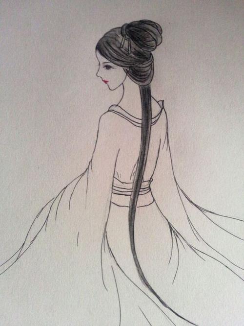 画古装美人简笔画头发教你画古典美人古风手绘插画技法入门教程回复